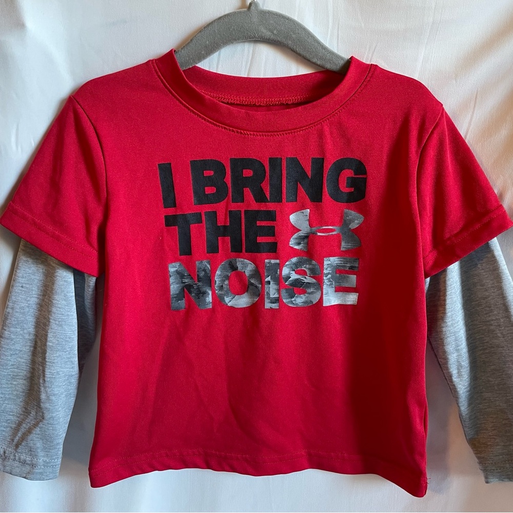 Under Armour Kids Red and Gray Long Sleeve Tee